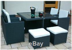 Cube En Rotin Meubles De Jardin Set Chaises Sofa Table Patio Extérieur En Osier 8 Seater