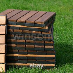 Dalles de terrasse en bois à emboîtement de 30x30cm pour sol extérieur de jardin ou terrasse.