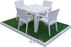 Ensemble De Meubles De Jardin Patio Extérieur 4 Chaises Table Bistro Rattan Style Blanc Set