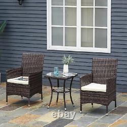 Ensemble bistro en rotin Outsunny: chaise de jardin, table, coussin extérieur pour patio et véranda
