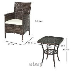 Ensemble bistro en rotin Outsunny: chaise de jardin, table, coussin extérieur pour patio et véranda