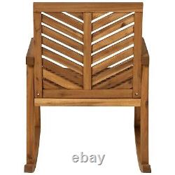 Ensemble de 2 chaises de patio extérieures en bois d'acacia marron - chaises à bascule de jardin