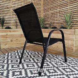 Ensemble de 6 chaises de jardin en textilène pour patio extérieur en noir