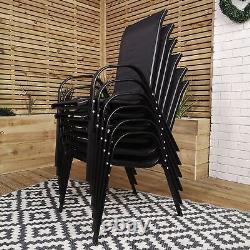 Ensemble de 6 chaises de jardin en textilène pour patio extérieur en noir