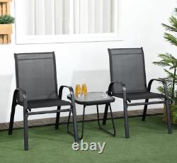 Ensemble de bistro de jardin : 2 chaises, table basse, fauteuils de patio extérieurs, mobilier de siège.