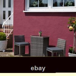 Ensemble de bistro de jardin en rotin 2 chaises 1 table Mobilier de patio extérieur Siège en métal