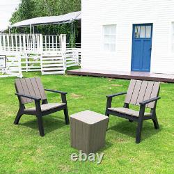 Ensemble de bistro de meubles de patio extérieur de balcon de chaises Adirondack de jardin en plastique de 3 pièces.