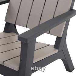 Ensemble de bistro de meubles de patio extérieur de balcon de chaises Adirondack de jardin en plastique de 3 pièces.