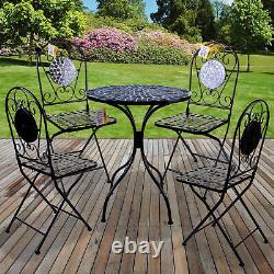 Ensemble de bistro en mosaïque pour patio extérieur Ensemble de meubles de jardin Ensemble de salle à manger Table Chaises pliantes