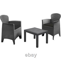 Ensemble de bistrot 3 pièces Mobilier de jardin extérieur et intérieur Table 2 chaises style rotin