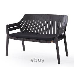 Ensemble de canapé de café de bistrot de patio de jardin de 4 pièces 2 chaises Table en plastique noir extérieur au Royaume-Uni