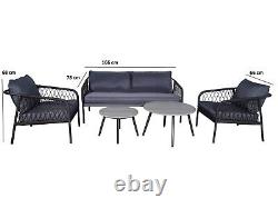 Ensemble de canapé de jardin en aluminium avec chaise longue de patio pour salle à manger extérieure en osier gris.