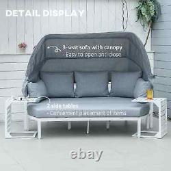 Ensemble de canapé de jardin extérieur 4 pièces, mobilier de lit de repos en aluminium pour patio