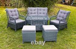 Ensemble de canapé en rotin pour le jardin avec 2 chaises, une table, 2 tabourets et 6 places assises extérieures