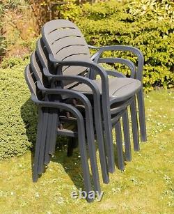Ensemble de chaises de bistro de patio de jardin table gris ensemble de meubles d'extérieur en plastique café