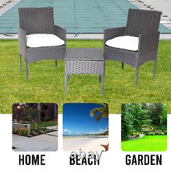 Ensemble de chaises de jardin en rotin avec table basse en osier pour patio extérieur, neuf, du Royaume-Uni.