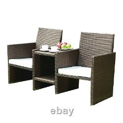 Ensemble de chaises et table de compagnie en rotin pour jardin mobilier extérieur 'Bistro' couleur marron.