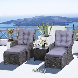 Ensemble de meubles d'extérieur pour jardin comprenant un canapé de jardin, une chaise et un tabouret en rotin tressé pour patio.