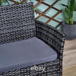 Ensemble de meubles de jardin en rotin 4 pièces avec table de patio, canapé, chaise et coussins d'extérieur