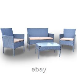 Ensemble de meubles de jardin en rotin 4 pièces : chaises, canapé, table, pour terrasse extérieure