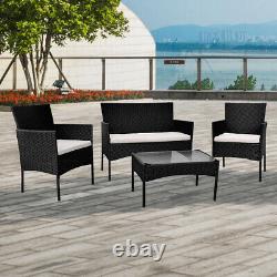 'Ensemble de meubles de jardin en rotin 4 pièces pour patio extérieur, ensemble de canapé en osier avec chaises et table'