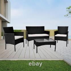 'Ensemble de meubles de jardin en rotin 4 pièces pour patio extérieur, ensemble de canapé en osier avec chaises et table'