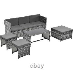 Ensemble de meubles de jardin en rotin - Chaise longue de jardin avec coussin pour patio extérieur et canapé inclinable