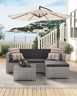 Ensemble de meubles de jardin en rotin PE Canapé d'angle extérieur Patio Gris GGF005G55