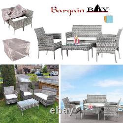 Ensemble de meubles de jardin en rotin avec chaises et table pour patio extérieur avec/sans couverture anti-pluie.