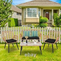 Ensemble de meubles de jardin en rotin de 4 pièces: chaises, table, mobilier extérieur en osier pour véranda