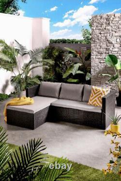 Ensemble de meubles de jardin en rotin, ensemble de canapé d'angle pour patio extérieur Bali avec table et coussins.