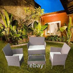 Ensemble de meubles de jardin en rotin pour l'extérieur, comprenant un canapé, une table basse et des chaises - Ensemble de patio 4 pièces