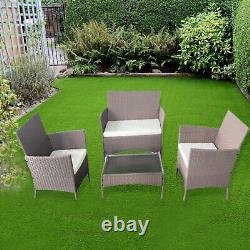 Ensemble de meubles de jardin en rotin pour l'extérieur, comprenant un canapé, une table basse et des chaises - Ensemble de patio 4 pièces