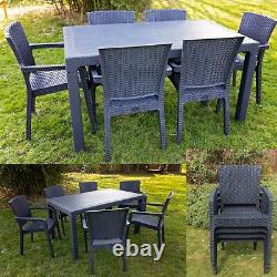 Ensemble de meubles de jardin pour 6 personnes, chaises, table, ensemble de bistrot extérieur de style rotin