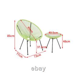 Ensemble de mobilier de jardin Bistro composé de 3 pièces : chaise oeuf suspendue avec cordelette et table en verre pour patio extérieur.