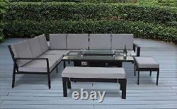 Ensemble de mobilier de jardin avec table de foyer, ensemble de patio extérieur 10 places canapé banc