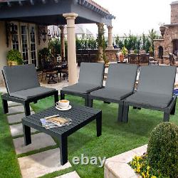 Ensemble de mobilier de jardin en rotin 5 pièces : chaises, canapé, table pour patio extérieur ou véranda