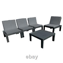 Ensemble de mobilier de jardin en rotin 5 pièces : chaises, canapé, table pour patio extérieur ou véranda