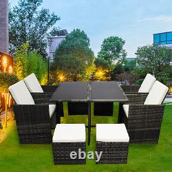Ensemble de mobilier de jardin en rotin 6141-B, chaises, canapé, table, 8 places, patio extérieur.