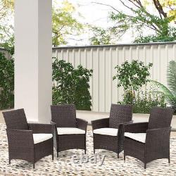 Ensemble de mobilier de jardin pour café en plein air: table en verre et chaise en rotin pour bistro patio