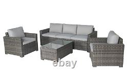 Ensemble de salon 5 places en rotin de luxe, mobilier de jardin gris, canapé extérieur pour terrasse