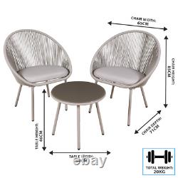 Ensemble de table et chaises de bistro pour patio extérieur Dellonda Como avec plateau en verre trempé gris