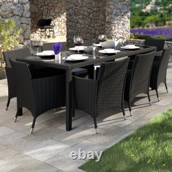 Ensemble de table et de chaises en rotin pour jardin, salle à manger extérieure, 8 places XL.