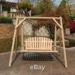 Extérieur 2 Jardin Terrasse En Bois Seater Balancelle Hamac Banc Chaise Avec Support