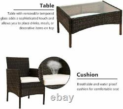 Extérieur 4pcs Patio Ratten Garden Furniture Sofa Set Table + Chair + Cushion Uk