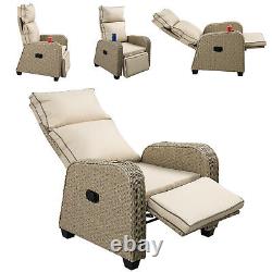 Fauteuil De Jardin Inclinable Rattan Outdoor Recliner Coussind Patio Chair -natural