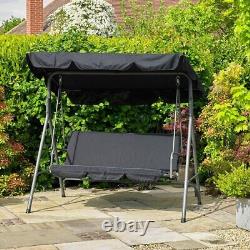 Garden Swing Seat Hammock 2 Seater Black Outdoor Canopy Swinging Patio Meubles