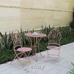 Glamhaus Metal Garden 3 Pièces Bistro Set Patio Chaises De Table De Meubles D'extérieur