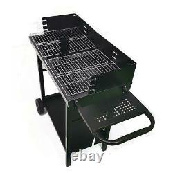Grand Bbq Rectangulaire Barbecue Steel Charcoal Grill Extérieur Patio Garden Party