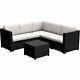 Graphite Rattan Corner Sofa Lounge Set With Table Outdoor Garden Patio Furniture